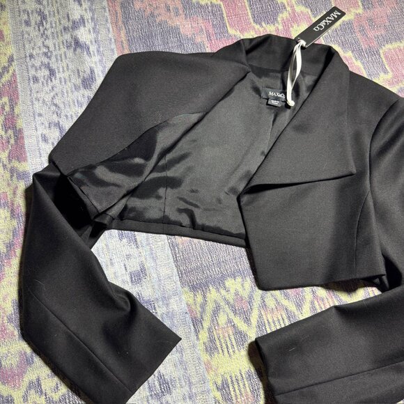 NWT MAX & CO Black Wool Blend Long Sleeve Crop Jacket Women's Size 4 - Picture 6 of 10